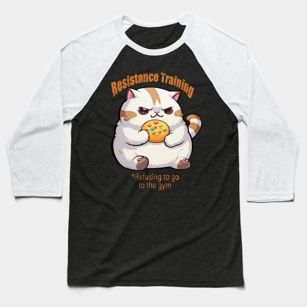 No gym for kitty! Baseball T-Shirt by Little Bad Wren 